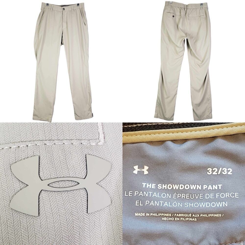 Under Armour Pants UA Khaki Golf Mens Size 32X32 Showdown Tan Loose Casual